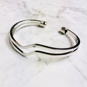 New! Solid Double Bar Bangle Bracelet